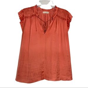 Ulla Johnson Rust Orange Size 2 XS Smocked Peasant Top Boho Bohemian Blouse